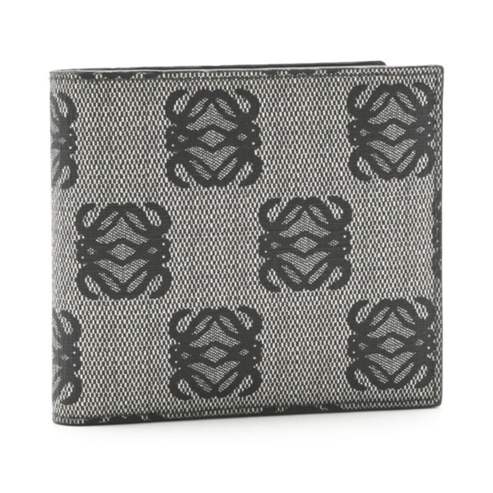 Loewe American Wallet Canvas Calfskin Anagram Bifold Black Gray
